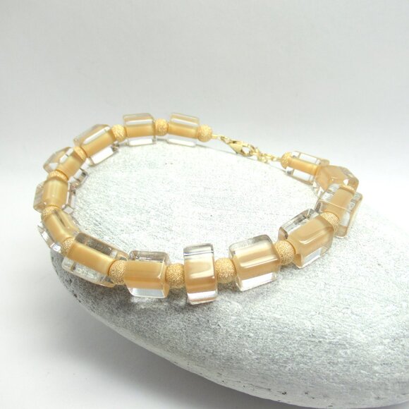 Cane glass and gold bracelet - Picture 7 of 14